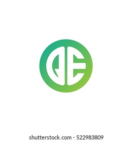 Initial letters QE circle shape green simple logo
