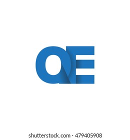 Initial letters QE overlapping fold logo blue