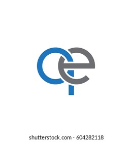Initial letters qe, round overlapping chain shape lowercase logo modern design blue gray