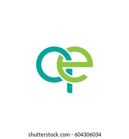 Initial letters qe, round overlapping chain shape lowercase logo modern design modern green