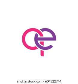 Initial letters qe, round overlapping chain shape lowercase logo modern design pink purple