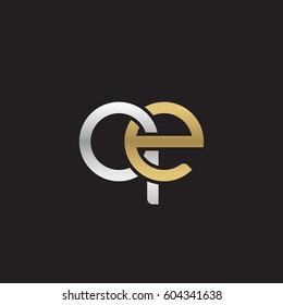 Initial letters qe, round overlapping chain shape lowercase logo modern design silver gold
