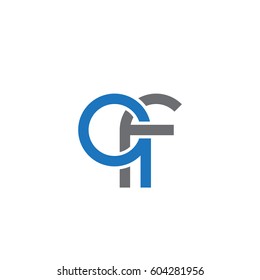 Initial letters qf, fq, round overlapping chain shape lowercase logo modern design blue gray