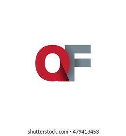 Initial letters QF overlapping fold logo red gray