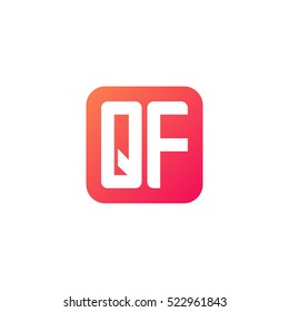 Initial letters QF rounded square shape red orange simple logo