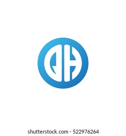 Initial letters QH circle shape blue simple logo
