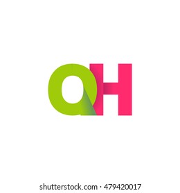 Initial letters QH overlapping fold logo green magenta