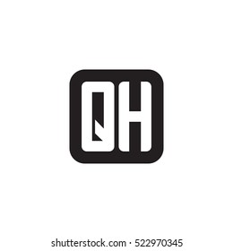 Initial letters QH rounded square shape monogram black simple logo