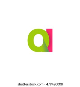 Initial letters QI overlapping fold logo green magenta