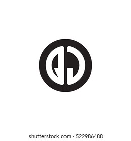 Initial letters QJ circle shape monogram black simple logo