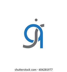 Initial letters qj, jq, round overlapping chain shape lowercase logo modern design blue gray