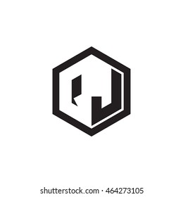 Initial letters QJ negative space hexagon shape monogram logo