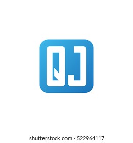 Initial letters QJ rounded square shape blue simple logo