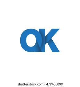 Initial letters QK overlapping fold logo blue