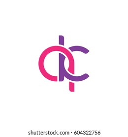 Initial letters qk, round overlapping chain shape lowercase logo modern design pink purple