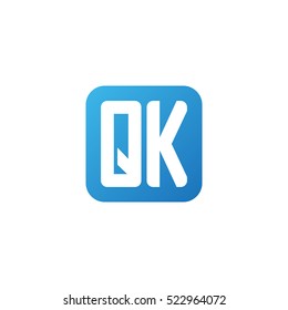 Initial letters QK rounded square shape blue simple logo