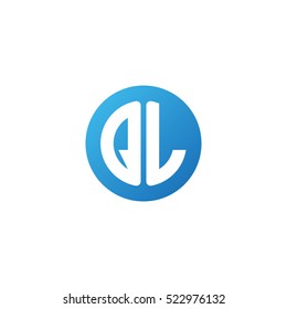 Initial letters QL circle shape blue simple logo