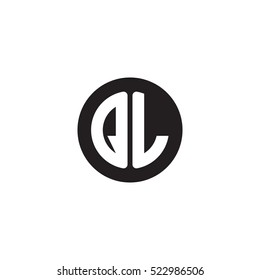 Initial letters QL circle shape monogram black simple logo