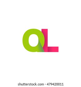 Initial letters QL overlapping fold logo green magenta