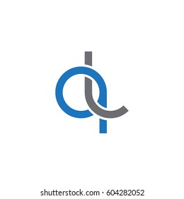 Initial letters ql, round overlapping chain shape lowercase logo modern design blue gray