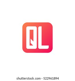 Initial letters QL rounded square shape red orange simple logo