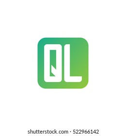 Initial letters QL rounded square shape green simple logo