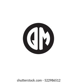 Initial letters QM circle shape monogram black simple logo