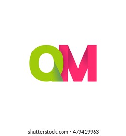 Initial letters QM overlapping fold logo green magenta