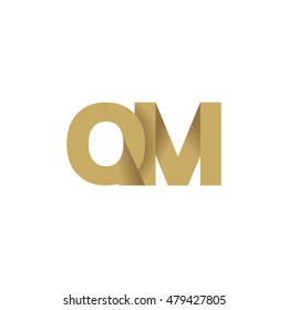 Initial letters QM overlapping fold logo brown gold