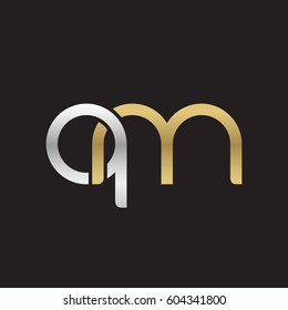 Initial letters qm, round overlapping chain shape lowercase logo modern design silver gold