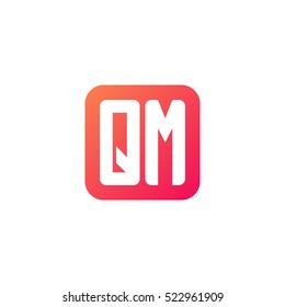 Initial letters QM rounded square shape red orange simple logo