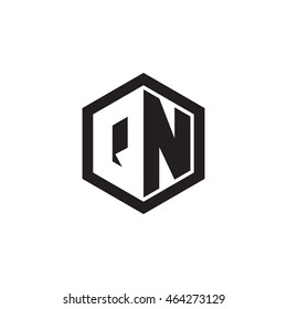 Initial letters QN negative space hexagon shape monogram logo