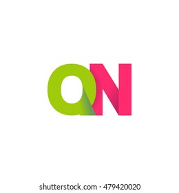 Initial letters QN overlapping fold logo green magenta