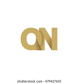 Initial letters QN overlapping fold logo brown gold