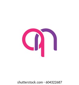 Initial letters qn, round overlapping chain shape lowercase logo modern design pink purple