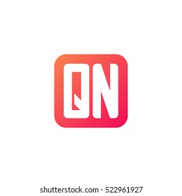 Initial letters QN rounded square shape red orange simple logo