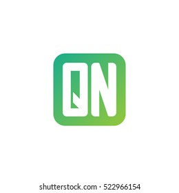 Initial letters QN rounded square shape green simple logo