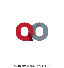 Initial letters QO overlapping fold logo red gray