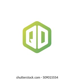 Initial letters QO rounded hexagon shape green simple modern logo