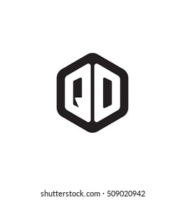 Initial letters QO rounded hexagon shape monogram black simple modern logo