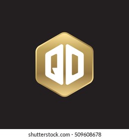 Initial letters QO rounded hexagon shape gold modern logo