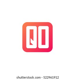 Initial letters QO rounded square shape red orange simple logo