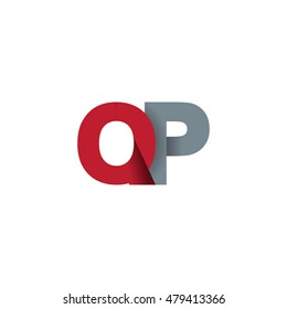 Initial letters QP overlapping fold logo red gray