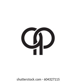 Initial letters qp, pq, round overlapping chain shape lowercase logo modern design monogram black