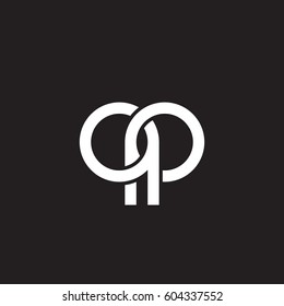 Initial letters qp, pq, round overlapping chain shape lowercase logo modern design white black background