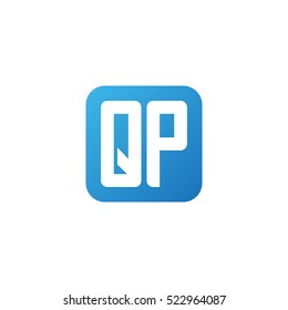 Initial letters QP rounded square shape blue simple logo