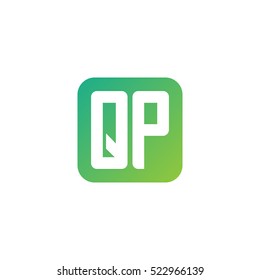 Initial letters QP rounded square shape green simple logo