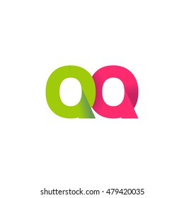 Initial letters QQ overlapping fold logo green magenta