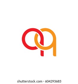 Initial letters qq, round overlapping chain shape lowercase logo modern design red orange