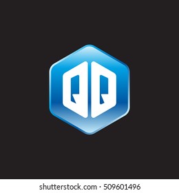 Initial letters QQ rounded hexagon shape blue modern logo